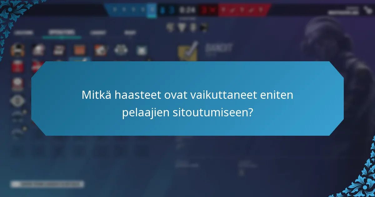 Mitkä haasteet ovat vaikuttaneet eniten pelaajien sitoutumiseen?
